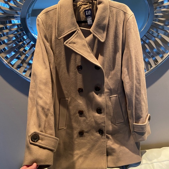 GAP XL (armpit 22 length 33) - Beige Brown Tan Camel pea coat jacket - Picture 10 of 14